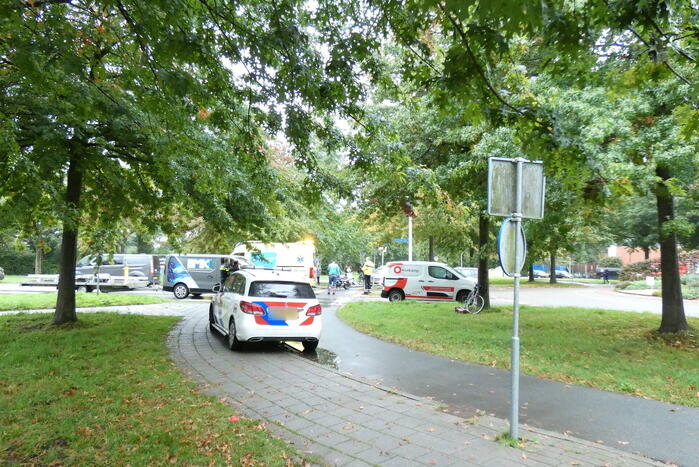 Overstekende fietser botst op bestelbus