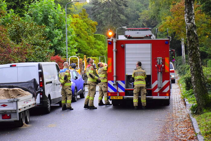 Gasleiding geraakt tijdens werk in voortuin