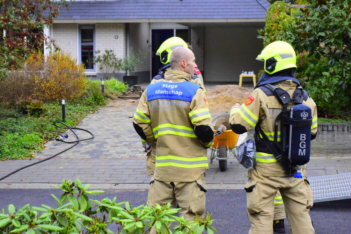 Gasleiding geraakt tijdens werk in voortuin