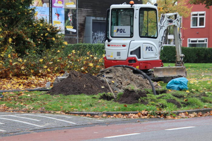 Gasleiding geraakt bij graafwerkzaamheden