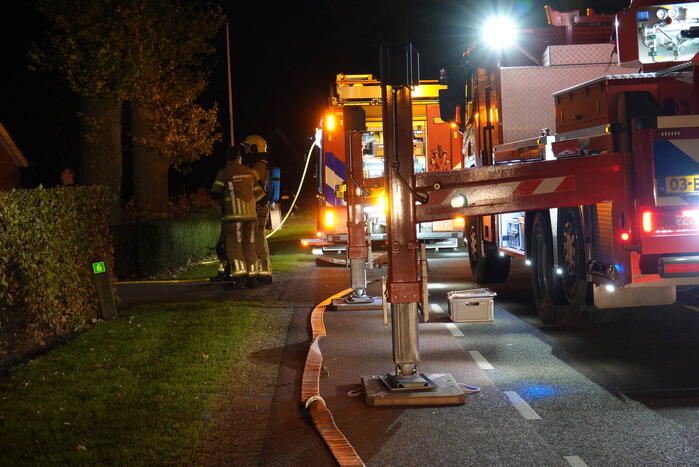 Brandweer blust brand in schoorsteen