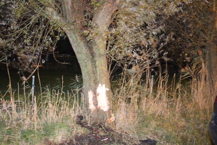 Gewonde en zware beschadiging na rammen boom