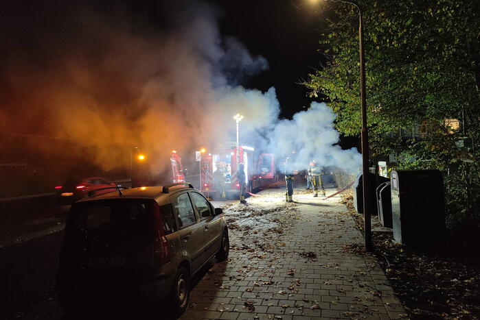 Veel rook door brand in container