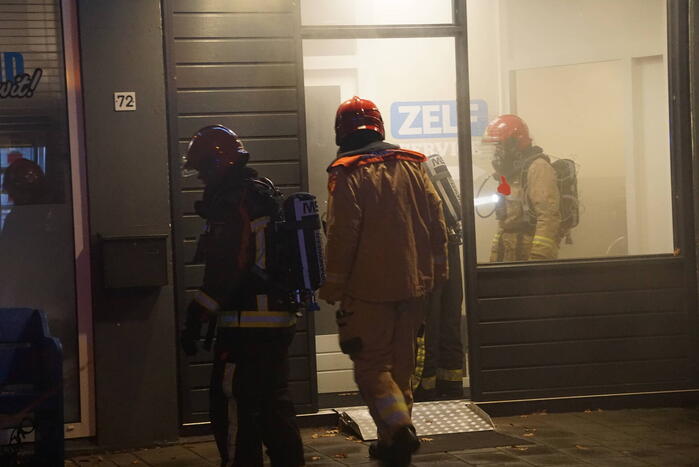 Veel rookontwikkeling bij brand in wasserette