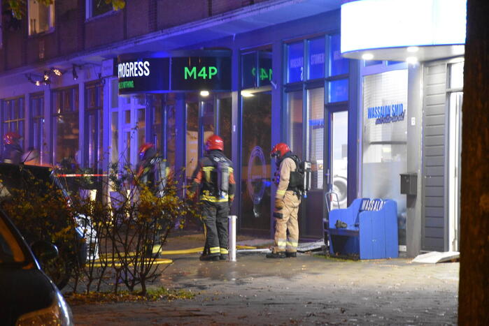 Veel rookontwikkeling bij brand in wasserette