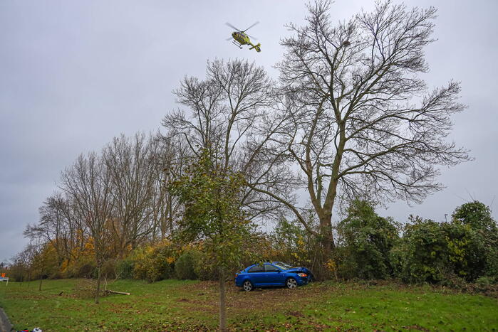 Automobilist raakt van weg en botst frontaal tegen boom