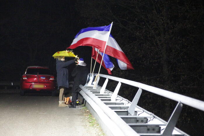 Demonstratie en ongeval op snelweg