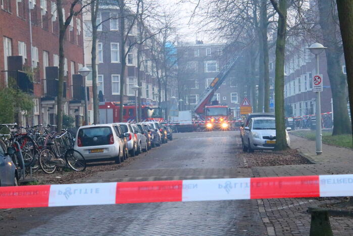 Moeilijk bereikbare brand in dak