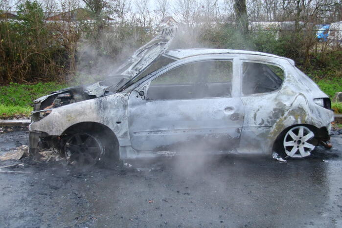 Auto verwoest door brand