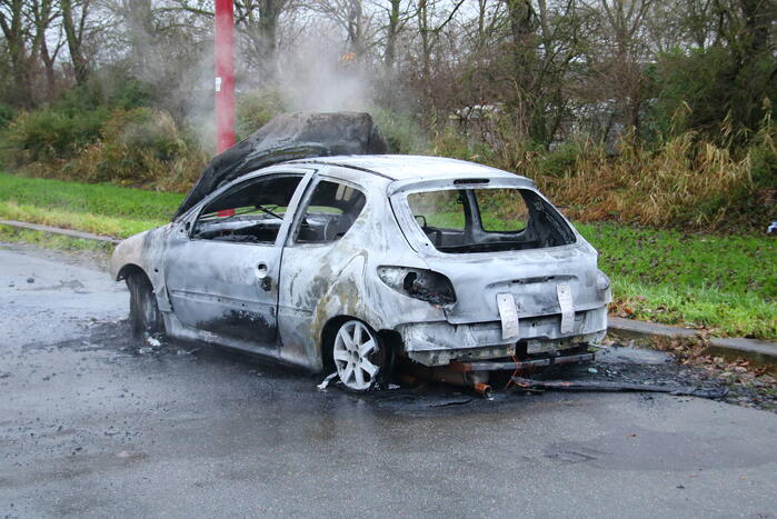 Auto verwoest door brand
