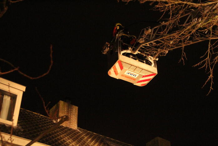 Veel bekijks bij brand in schoorsteen