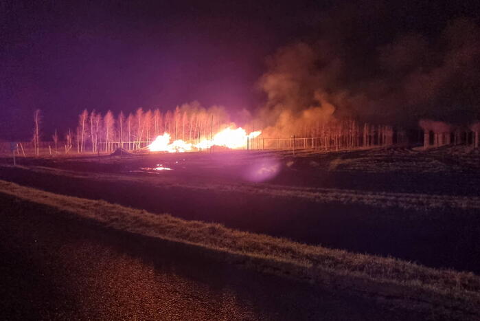 Stapel hout in brand