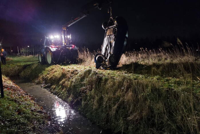 Dronken automobilist belandt in de sloot