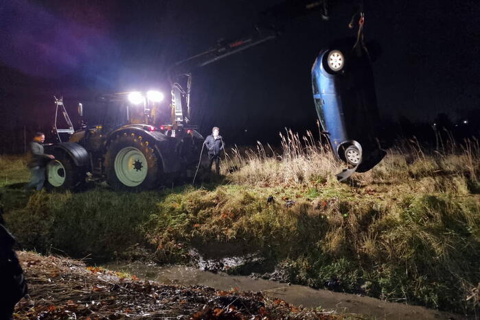 Dronken automobilist belandt in de sloot