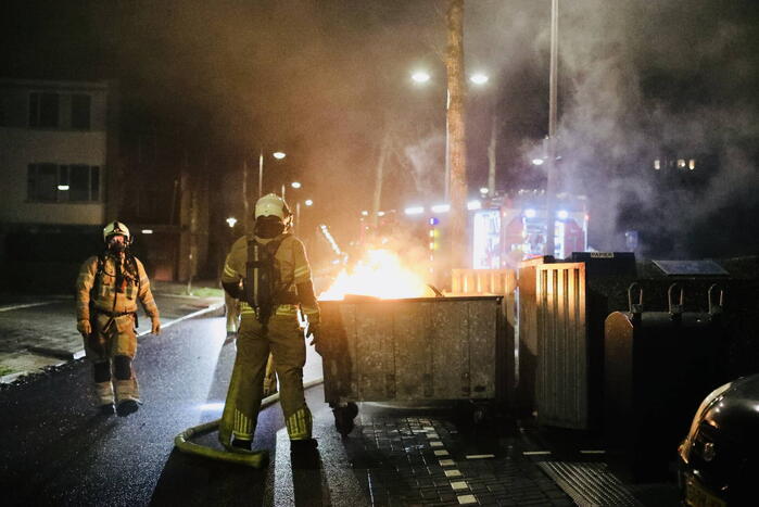Brand in container geblust