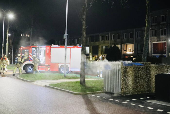 Brand in container geblust