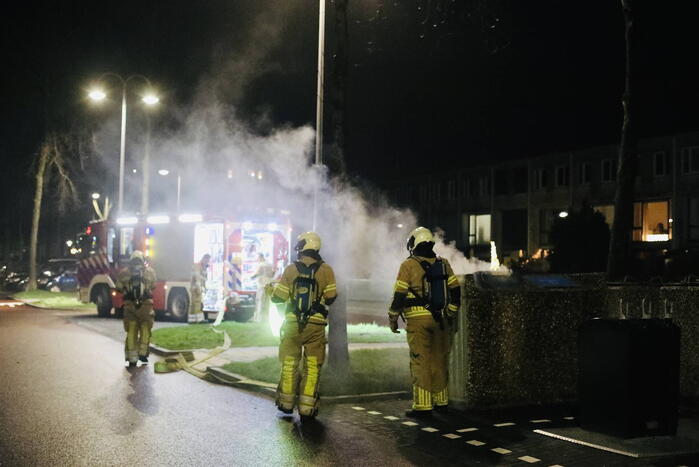 Brand in container geblust