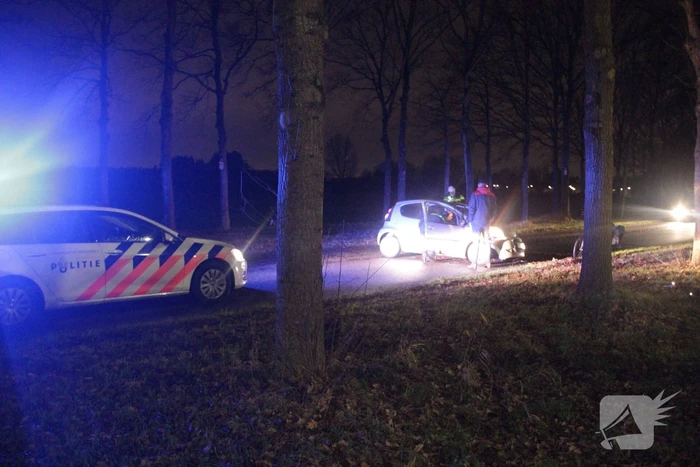 Auto raakt boom na uit de bocht vliegen
