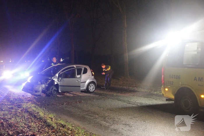 Auto raakt boom na uit de bocht vliegen