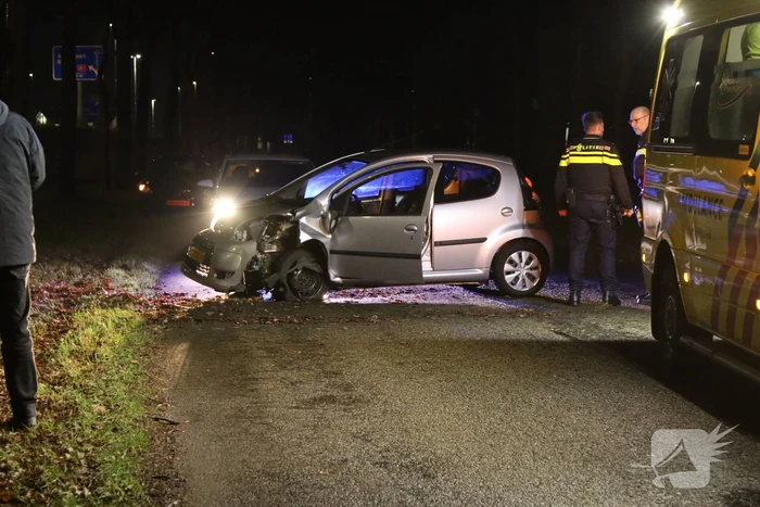 Auto raakt boom na uit de bocht vliegen