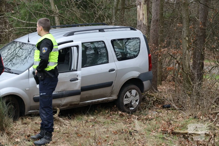 Auto raakt van snelweg en knalt tegen boom
