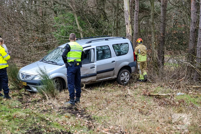 Auto raakt van snelweg en knalt tegen boom