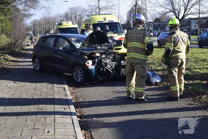 Auto raakt van de weg en botst tegen boom