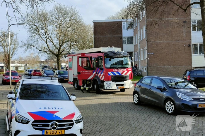 Gaslekkage bij meterkast van flatgebouw