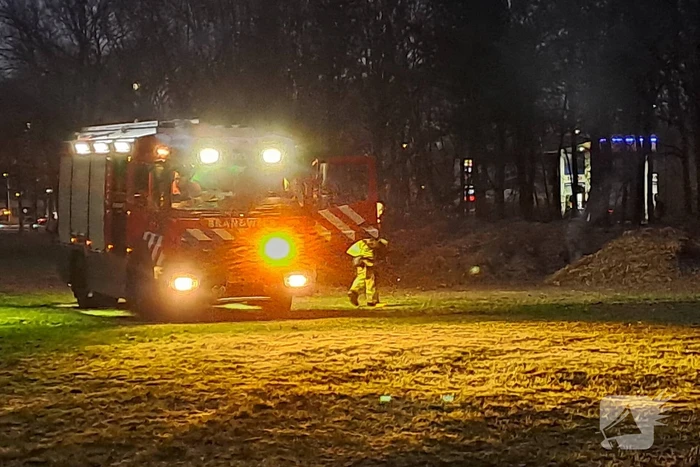 Brand in berg met bladeren