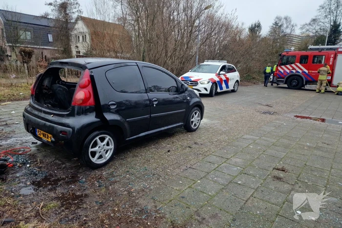 Geparkeerde auto vliegt in brand