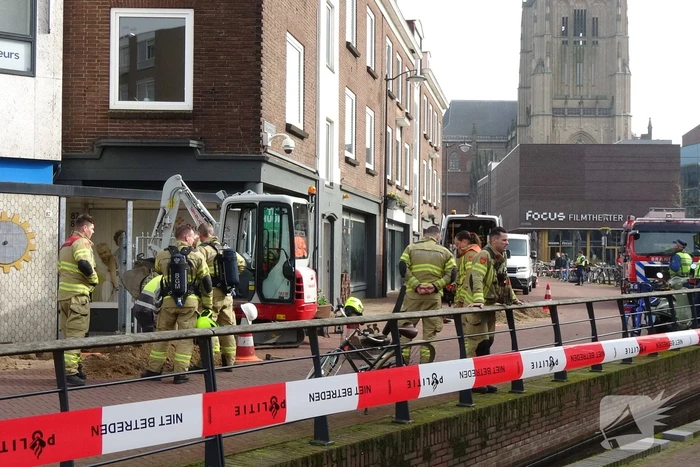 Gasleiding geraakt bij graafwerkzaamheden