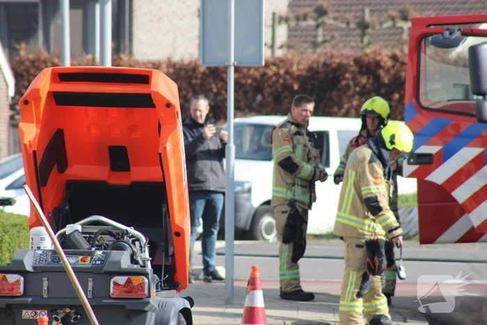 Gasleiding geraakt bij graafwerkzaamheden
