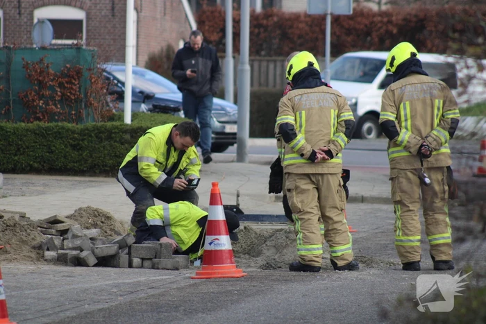 Gasleiding geraakt bij graafwerkzaamheden