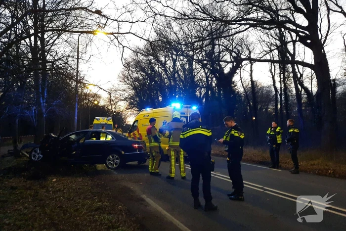 Zwaargewonde nadat personenauto zich in boom boort