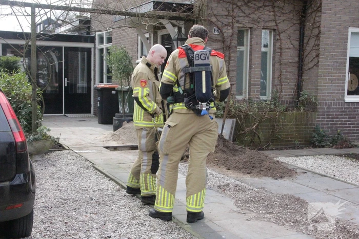 Gasleiding geraakt tijdens werk in voortuin