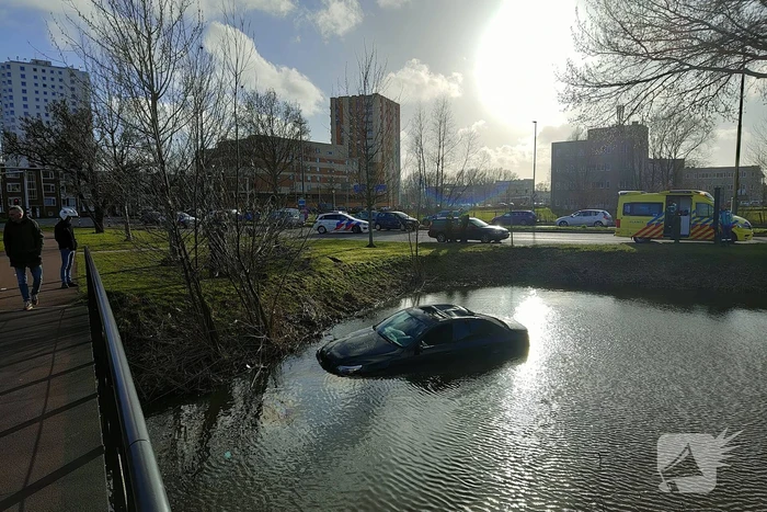 Automobilist vliegt uit bocht, ramt boom en belandt in water