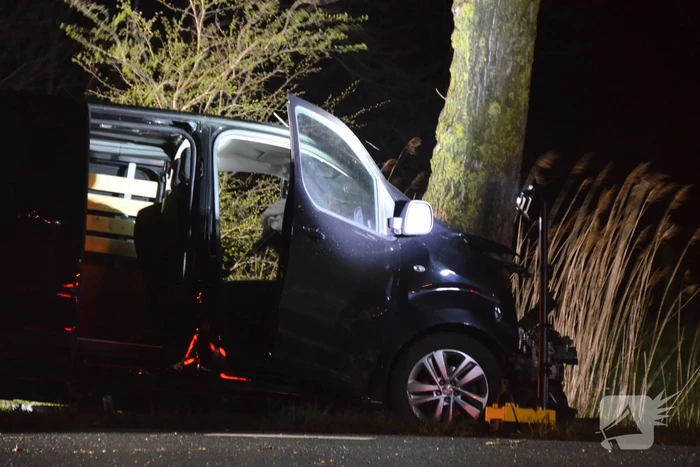 Bestuurder van bestelbus eindigt tegen boom