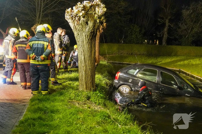 Auto rijdt rechtdoor het water in