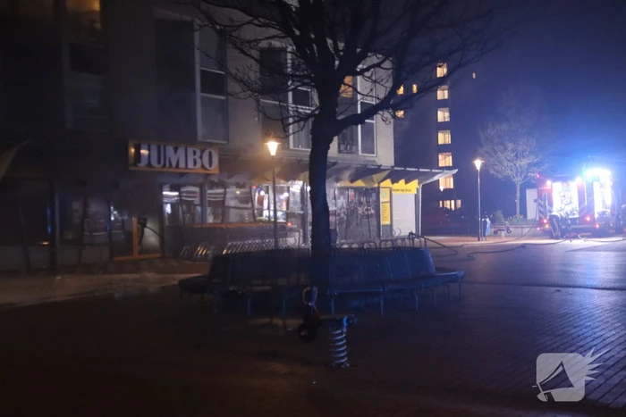 Grote brand bij Jumbo supermarkt