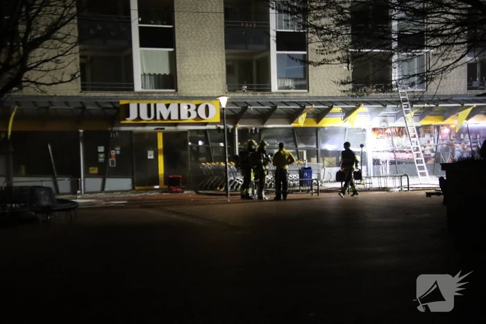 Grote brand bij Jumbo supermarkt