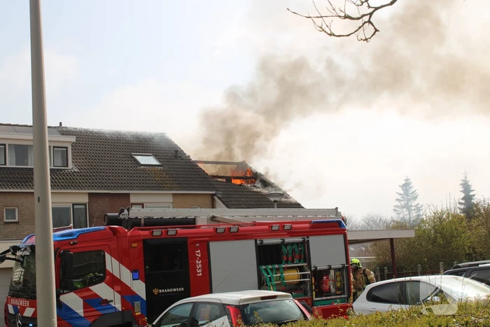 Uitslaande dakbrand bij woning