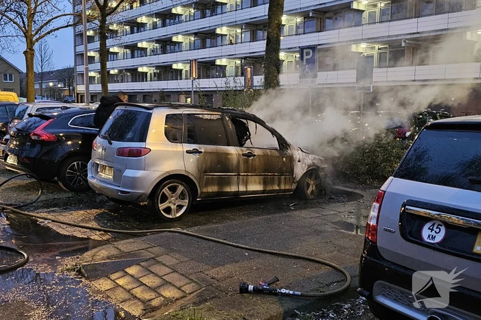 Geparkeerde auto verwoest door brand
