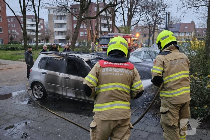 Geparkeerde auto verwoest door brand