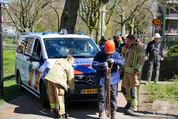 Graafmachine schiet politie te hulp