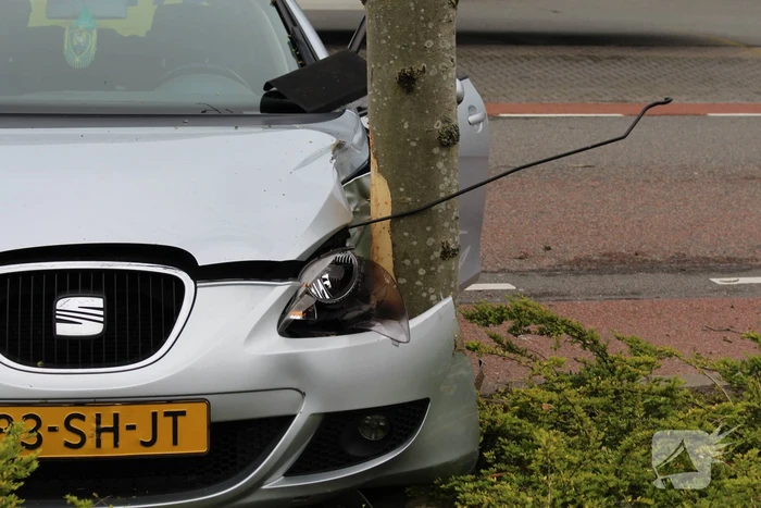 Automobilist raakt van de weg en botst op boom