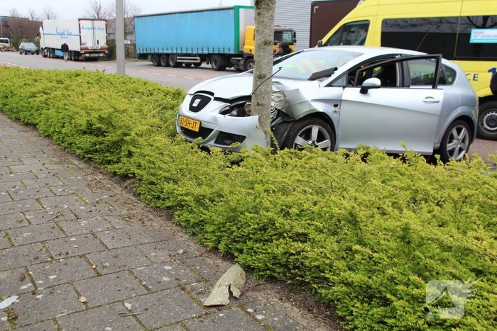 Automobilist raakt van de weg en botst op boom