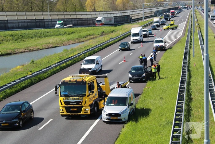 File na aanrijding op snelweg