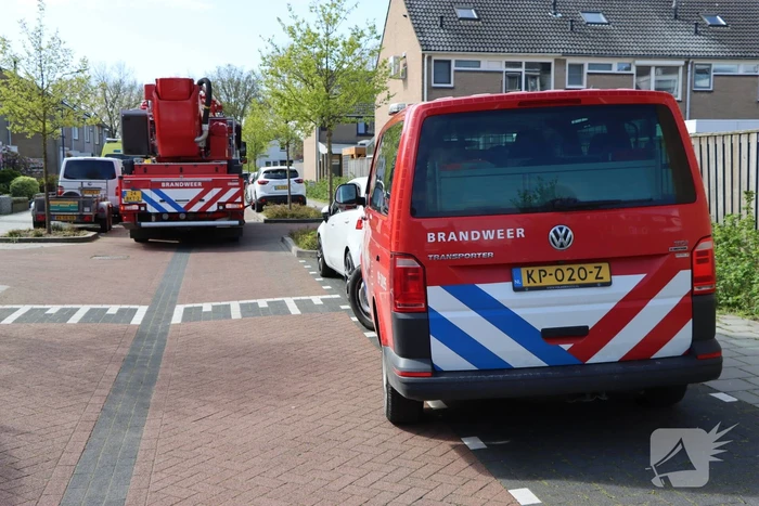 Twee personen op dak van woning