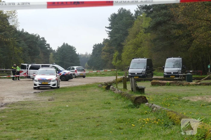 Bestelbus met afval in brand gestoken op parkeerplaats bij bos, twee aanhoudingen
