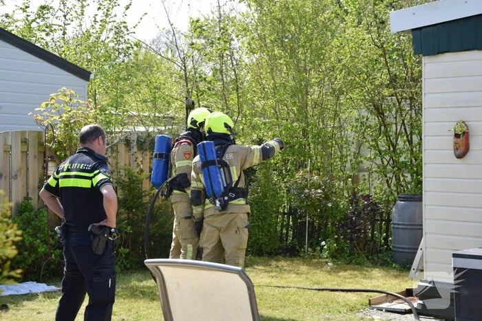 Stacaravan in brand op camping